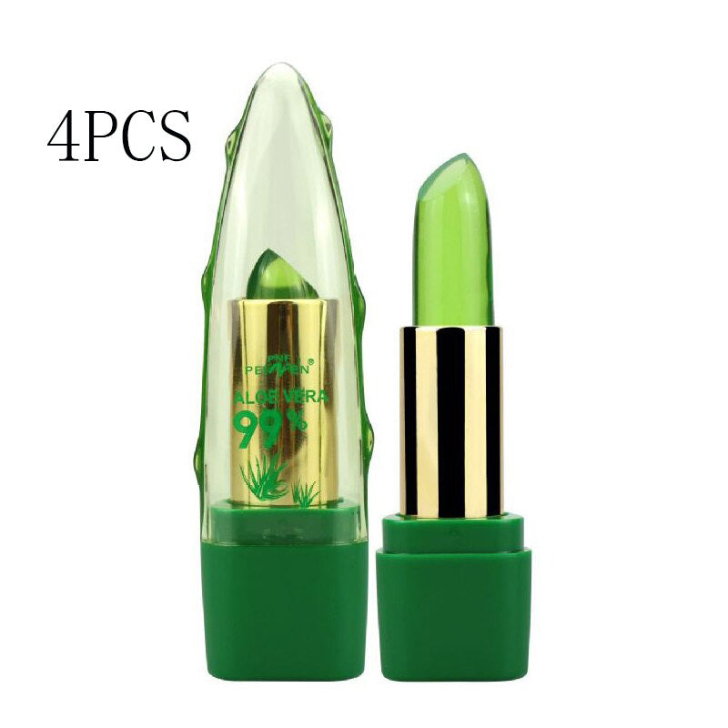 Aloe Vera Gel Farbwechsel Lippenstift Gloss Feuchtigkeitscreme Anti-Trocknung Entsalzung Feinkörnige Lip Blam Pflege