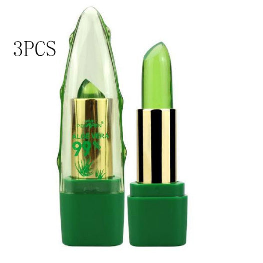 Aloe Vera Gel Farbwechsel Lippenstift Gloss Feuchtigkeitscreme Anti-Trocknung Entsalzung Feinkörnige Lip Blam Pflege