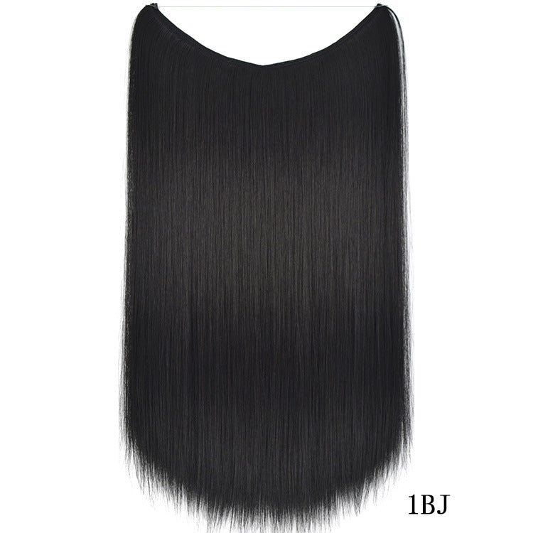 22 inches Invisible Wire No Clips in Hair Extensions Secret Fish Line Hairpieces Silky Straight Synthetic